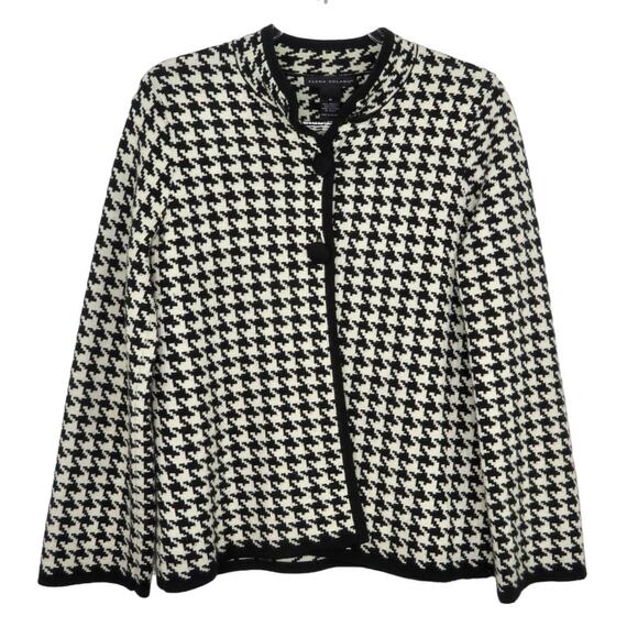 Vintage Elena Solano Black & White Twee Houndstooth Jacket Formal Medium - Picture 3 of 5